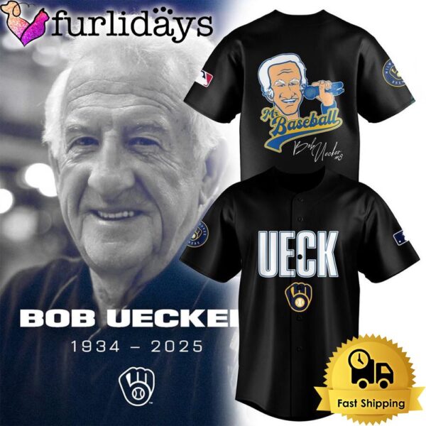 Honoring The Legend, Milwaukee Brewers  Icon And Baseball Hall Of Famer Bob Uecker Black Jersey 1