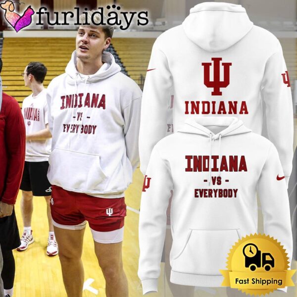 Indiana Hoosiers Basketball Vs Everybody White Hoodie