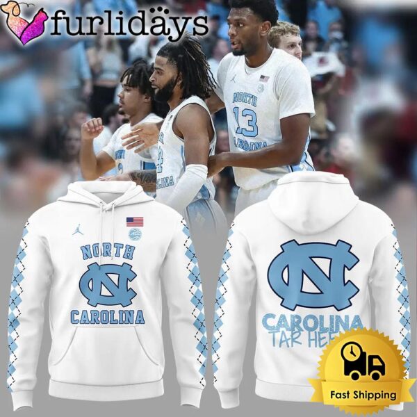 Limited Edition Carolina Tar Heels Basketball North Caroline Logo White Hoodie