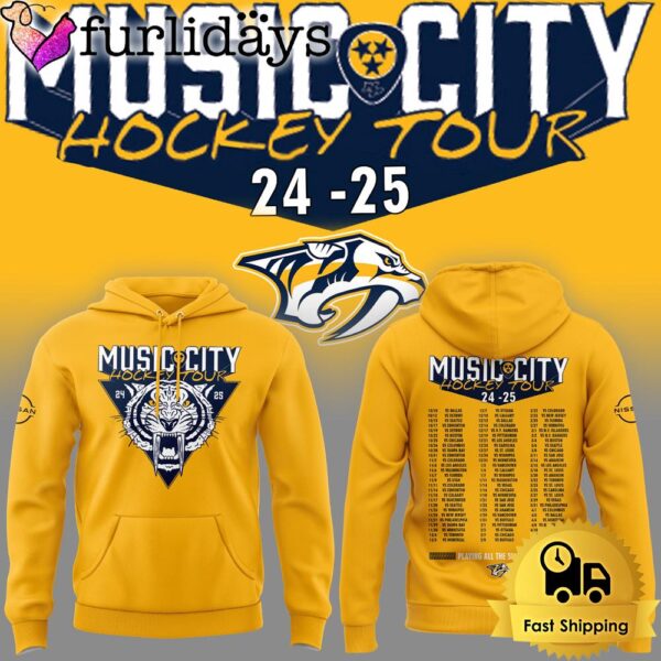 Limited Edition Nashville Predators Music City Hockey Tour 2025 Hoodie