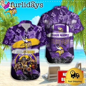 Minnesota Vikings Mascot Football Hawaiian Shirt,…