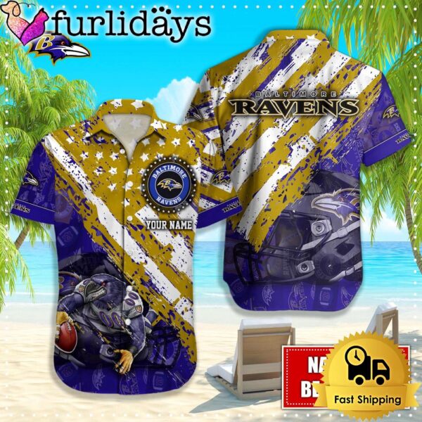 NFL Baltimore Ravens American Flag Custom Hawaiian Shirts