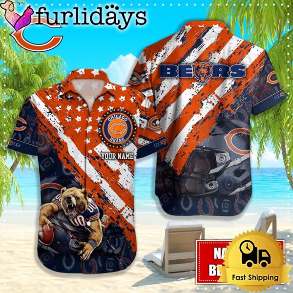 NFL Chicago Bears American Flag Custom Hawaiian Shirts