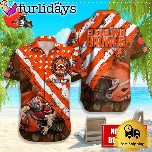 NFL Cleveland Browns American Flag Custom Hawaiian Shirts