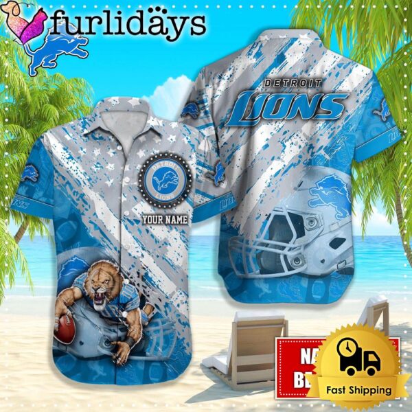 NFL Detroit Lions American Flag Custom Hawaiian Shirts