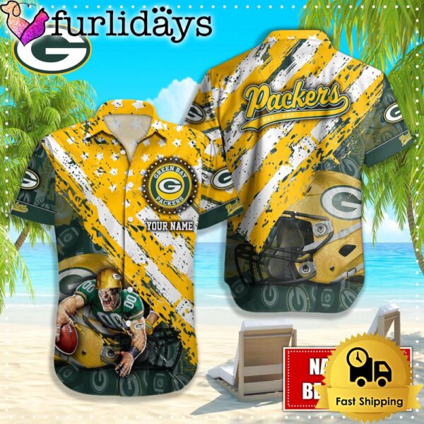 NFL Green Bay Packers American Flag Custom Hawaiian Shirts