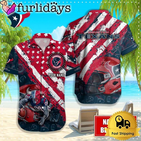 NFL Houston Texans American Flag Custom Hawaiian Shirts