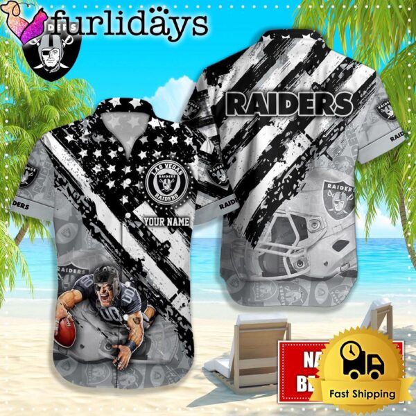 NFL Las Vegas Raiders American Flag Custom Hawaiian Shirts