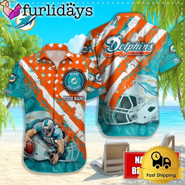 NFL Miami Dolphins American Flag Custom Hawaiian Shirts