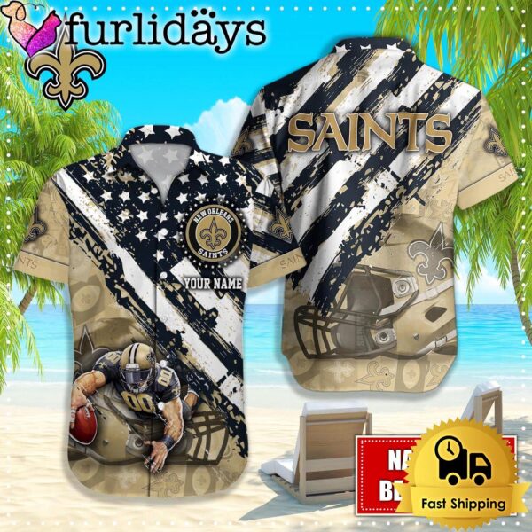 NFL New Orleans Saints American Flag Custom Hawaiian Shirts