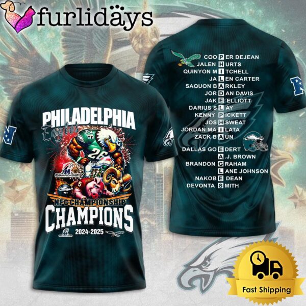 NFL Philadelphia Eagles Squad List Super Bowl 2025 T Shirt