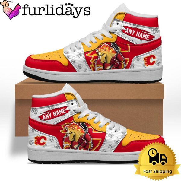 NHL Calgary Flames Special Team Mascot Custom Air Jordan 1 Shoes , Mens Sneakers