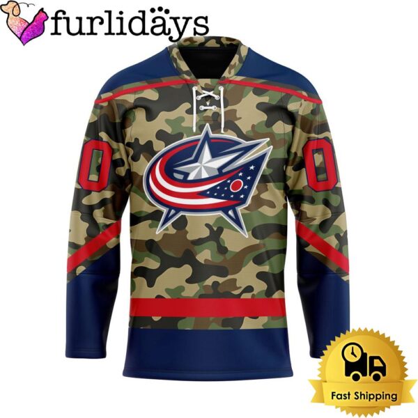 NHL Columbus Blue Jackets Special Camo Design Custom Name Hockey Jersey, Columbus Blue Jackets Jersey