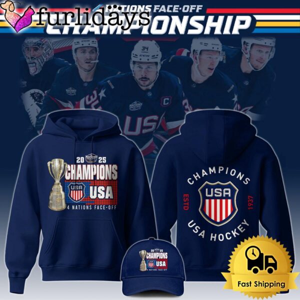 USA Hockey 4 Nation Face Off Champions Third Hoodie Shirt