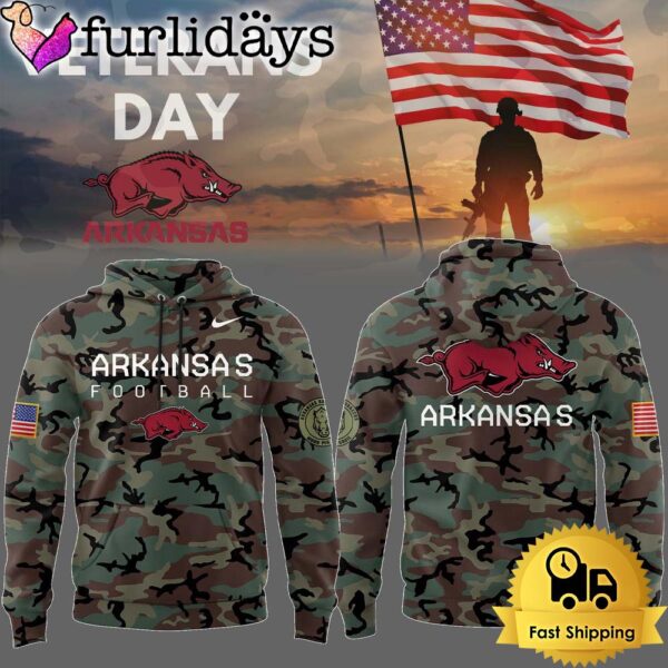 Veteran Camo Arkansas Razorbacks Football Hoodie