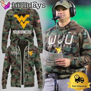 West Virginia Mountaineers Veterans Camo Zip…